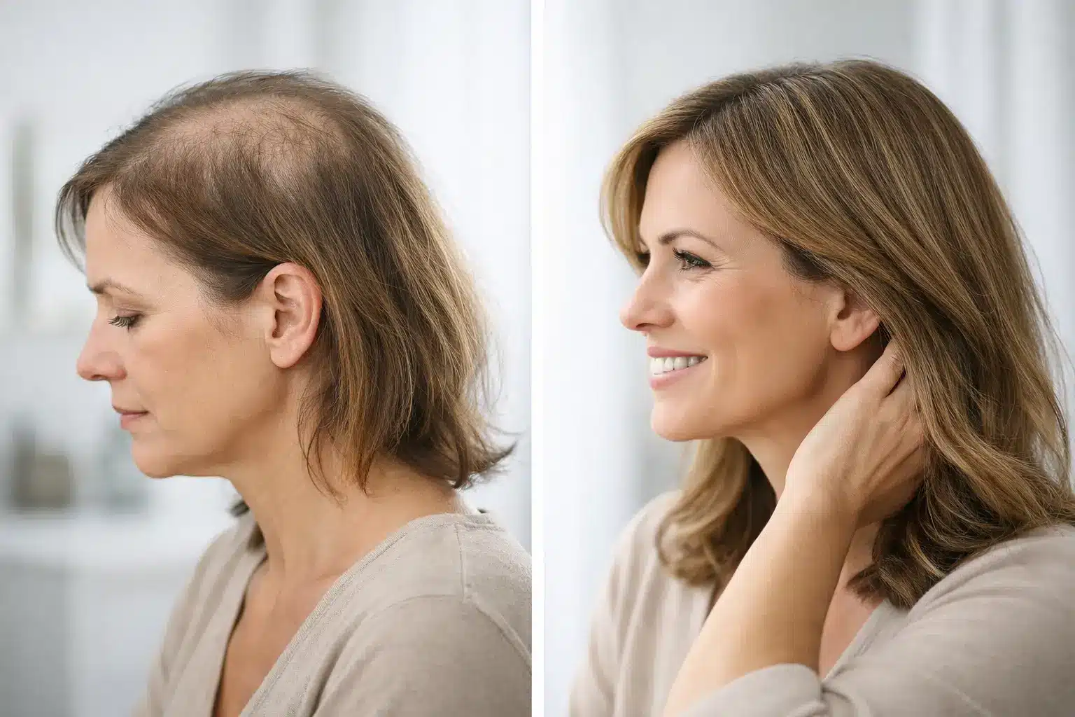 Antes y después de la alopecia femenina real
